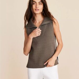 Lou & Grey from LOFT crochet pointelle half zip sweater